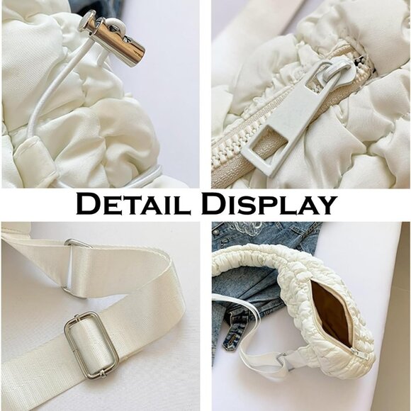 Lightweight Quilted Crossbody Bag for Women, Waterproof Nylon Sling Pack - Khaki - Picture 4 of 5